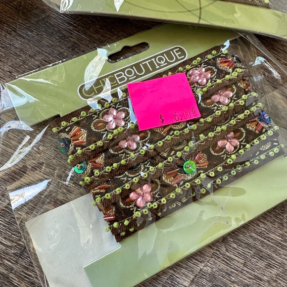 Lot of 7 Beaded Sequin Natural Trim And Cat Appliqué For Crafting Boho - Picture 3 of 8